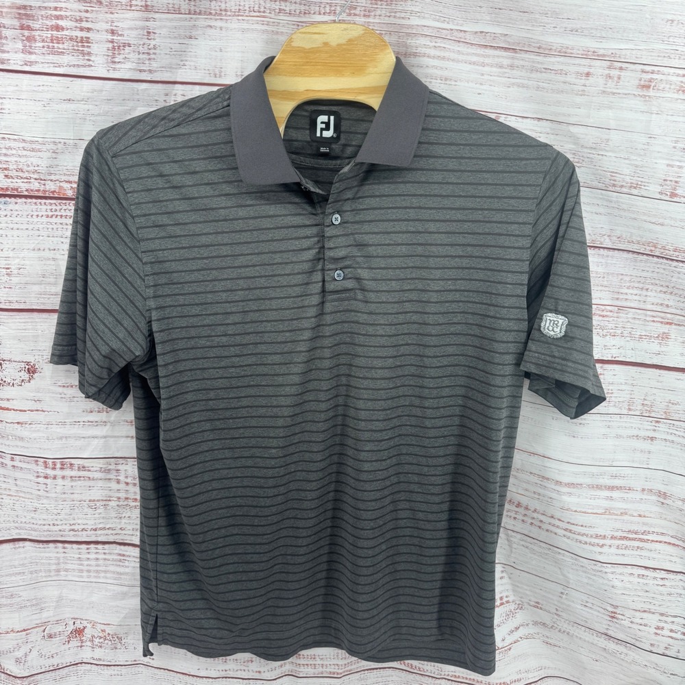 FootJoy Golf Polo‎ Shirt Mens XL Striped Short Sleeve Gray Performance Athletic
